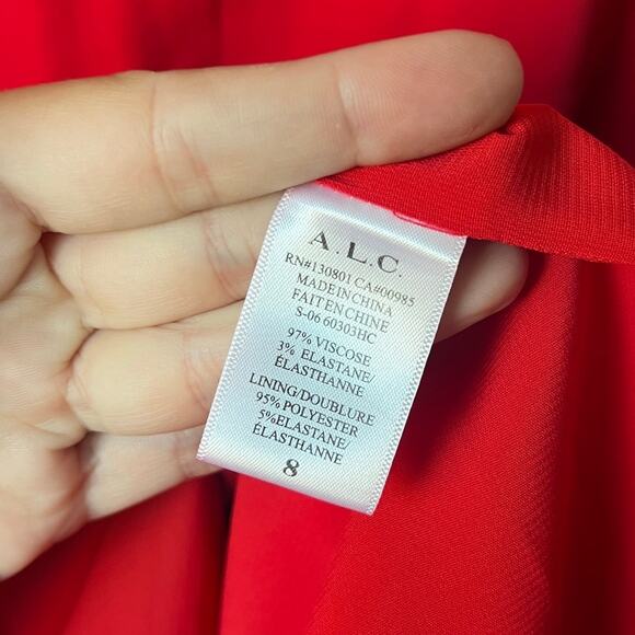 NWT NEW A.L.C. Eve Scalloped Mini Dress in Crimson Red Size 8 - Picture 7 of 7